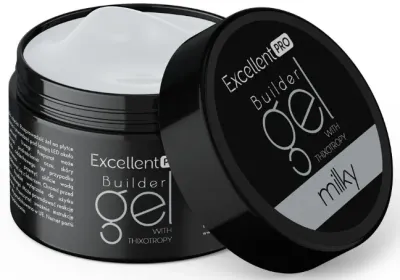 Однофазный гель для ногтей Excellent Pro Builder Gel With Thixotropy тиксотропный, жёсткий, 50 г, оттенок Milky