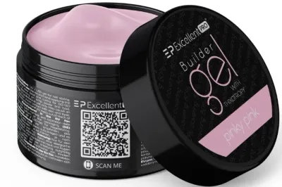 Однофазный гель для ногтей Excellent Pro Builder Gel With Thixotropy тиксотропный, жёсткий, 50 г, оттенок Pinky Pink