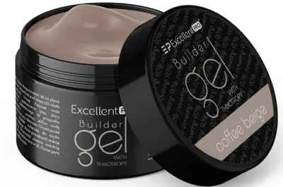 Однофазный гель для ногтей Excellent Pro Builder Gel With Thixotropy тиксотропный, жёсткий, 50 г, оттенок Coffe Beige