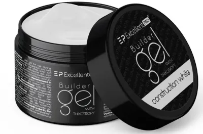 Однофазный гель для ногтей Excellent Pro Builder Gel With Thixotropy тиксотропный, жёсткий, 50 г, оттенок Construction White