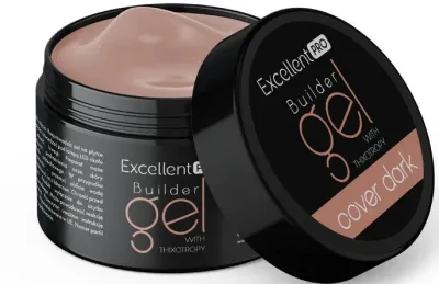 Однофазный гель для ногтей Excellent Pro Builder Gel With Thixotropy тиксотропный, жёсткий, 50 г, оттенок Cover Dark