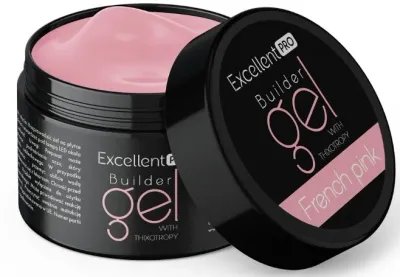 Однофазный гель для ногтей Excellent Pro Builder Gel With Thixotropy тиксотропный, жёсткий, 50 г, оттенок French Pink