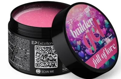 Однофазный гель для ногтей Excellent Pro Builder Gel With Thixotropy тиксотропный, жёсткий, 50 г, оттенок Full Of Love