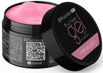 Однофазный гель для ногтей Excellent Pro Builder Gel With Thixotropy тиксотропный, жёсткий, 50 г, оттенок Intense Pink