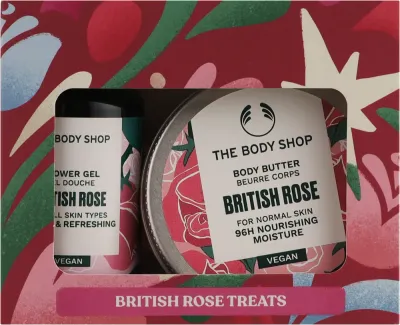 Набор The Body Shop British Rose Treats: гель для душа и масло для тела с ароматом розы