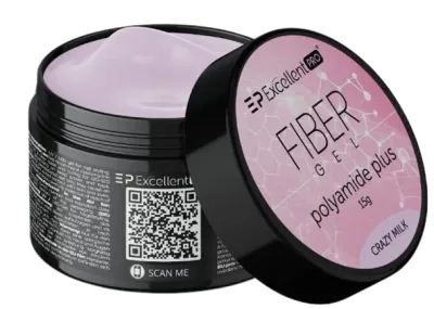 Твёрдый гель для ногтей Excellent Pro Fiber Gel Polyamide Plus, 15 г, оттенок Crazy Milk