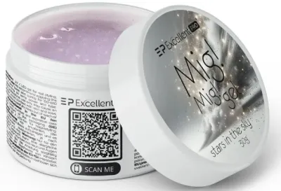 Однофазный гель для ногтей Excellent Pro Mig! Mig! Gel гибкий, самовыравнивающийся, жидкой консистенции, 30 г, оттенок Stars In The Sky