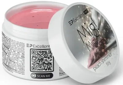 Однофазный гель для ногтей Excellent Pro Mig! Mig! Gel гибкий, самовыравнивающийся, жидкой консистенции, 30 г, оттенок Peach Shimmer