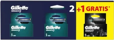 Сменные кассеты для бритвенного станка Gillette Mach3 и Charcoal, набор, 10+5 шт