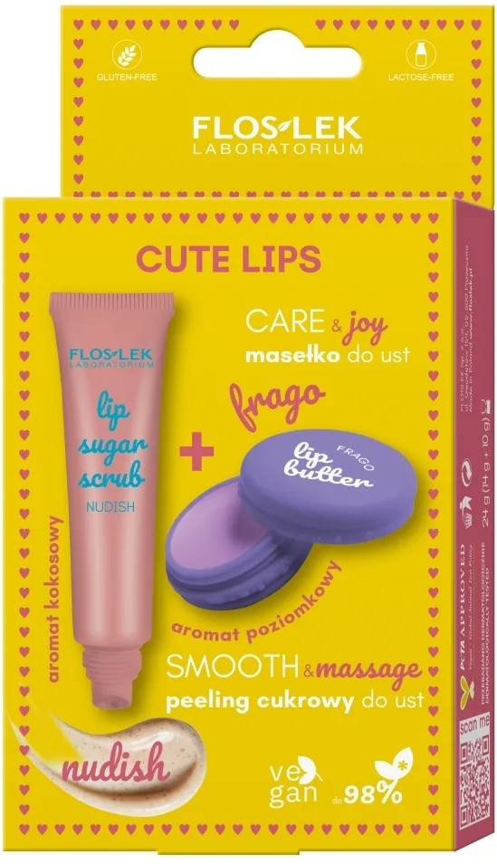 Набор Floslek Cute Lips сахарный скраб для губ 14 г и масло-баттер для губ Frago 10 г