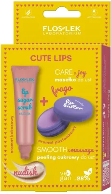 Набор Floslek Cute Lips сахарный скраб для губ 14 г и масло-баттер для губ Frago 10 г