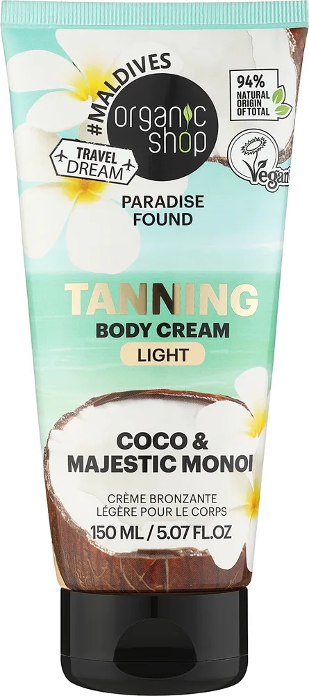 Крем для тела с эффектом загара Organic Shop Paradise Found Light Tanning Body Cream Coco &amp; Majestic Monoi, 150 мл