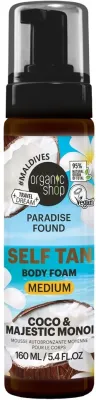 Пенка-автозагар для тела Organic Shop Paradise Found Self Tan Body Foam Medium с кокосом и монои, 160 мл