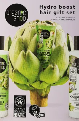 Подарочный набор Organic Shop Hydro Boost для волос Артишок и брокколи из 3 средств