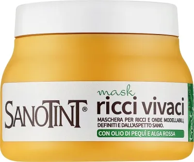 Маска для кудрявых волос Sanotint Ricci Vivaci, оливковое масло, масло пеки и авокадо, экстракт красной водоросли, 250 мл
