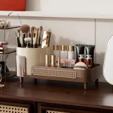 Органайзер для кистей и косметики Ecarla CB75BR вращающийся, с рифлёными стенками, коричневый, 1 шт — фото 3