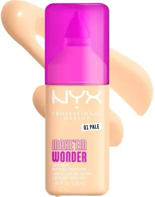 NYX Professional Makeup Podkład do twarzy - Тональный флюид NYX Professional Make Em Wonder Soft Matte матирующий стойкий, 30 мл, оттенок 01 - Pale
