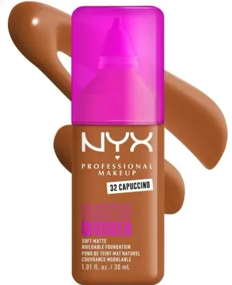 NYX Professional Makeup Podkład do twarzy - Тональный флюид NYX Professional Make Em Wonder Soft Matte матирующий стойкий, 30 мл, оттенок 32 - Capuccino