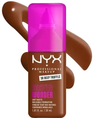 NYX Professional Makeup Podkład do twarzy - Тональный флюид NYX Professional Make Em Wonder Soft Matte матирующий стойкий, 30 мл, оттенок 38 - Deep Truffle