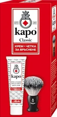 KAPO Classic набор для бритья мужской: крем для бритья 100 мл и помазок для классического влажного бритья