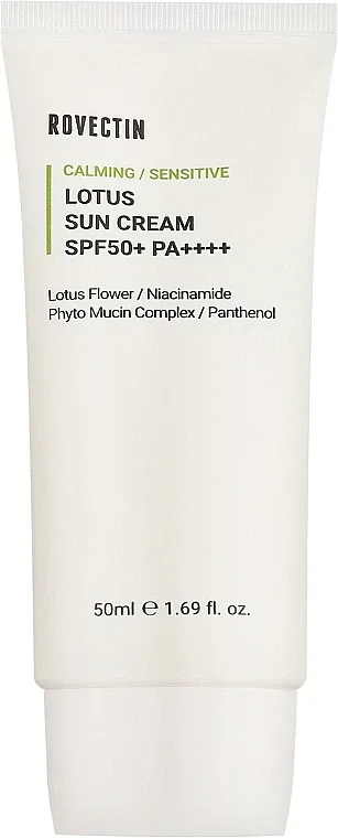 Солнцезащитный крем Rovectin Calming Lotus Sun SPF50+ PA+++ для лица 50 мл