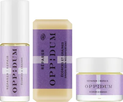 Дорожный набор для лица Oppidum Ecorces & Graines масло бальзам и мыло с аргановым маслом и эфирными маслами 5+5+30
