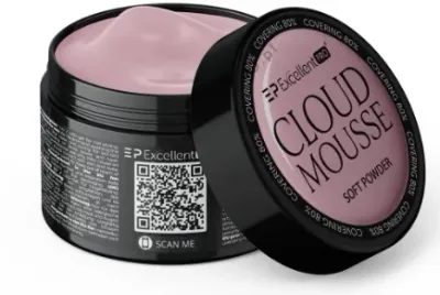 Гель строительный для ногтей Excellent Pro Cloud Mousse Builder Gel жёсткий, самовыравнивающийся, 50 г, оттенок Soft Powder