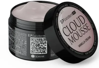 Гель строительный для ногтей Excellent Pro Cloud Mousse Builder Gel жёсткий, самовыравнивающийся, 50 г, оттенок Vanilla Cream