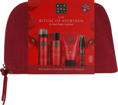 Rituals The Ritual of Ayurveda Rebalancing Treat набор для ухода за телом: гель для душа, крем, масло, мист, косметичка, подарочный с ароматом розы и миндаля
