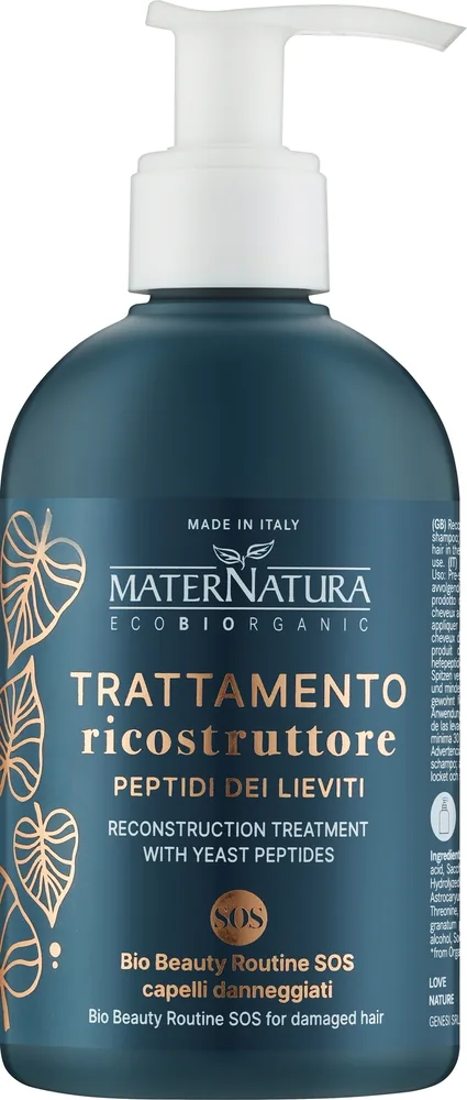 Пре-шампунь для волос MaterNatura Reconstruction Treatment With Yeast Peptides восстанавливающий, для повреждённых волос, 250 мл