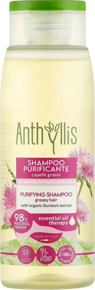 Шампунь Anthyllis Purifying с экстрактом лопуха и алоэ вера для жирных волос, 98% натуральный, 300 мл