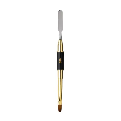 Двусторонняя кисть для дизайна ногтей F.O.X Nail Art Double Brush 009 с хромированной ручкой, 1 шт