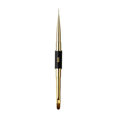 Двусторонняя кисть для дизайна ногтей F.O.X Nail Art Double Brush 008 с хромированной ручкой, 1 шт
