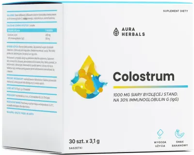 БАД колострум Aura Herbals Colostrum 1000 mg со вкусом банана, саше, 30 шт
