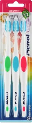 Набор зубных щёток Pierrot New Active Colours средней жёсткости, с нескользящими ручками, 3 шт