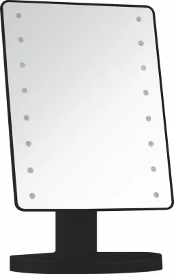 Зеркало косметическое Lewer Makeup Mirror со светодиодной подсветкой, на подставке, чёрное, 1 шт