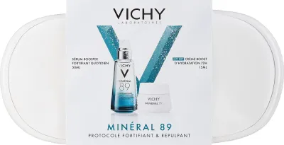 Vichy Mineral 89 набор подарочный: гель-бустер 50 мл, крем 15 мл, увлажняющий, с гиалуроновой кислотой, Fortifying And Plumping