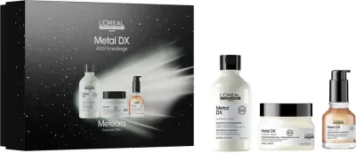 L'Oreal Professionnel Serie Expert Metal Detox Meteora набор шампунь 300 мл + маска 250 мл + масло 50 мл, уход за окрашенными и осветлёнными волосами против металлов