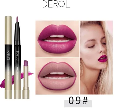 Помада для губ Derol 2-in-1 Lipstick / Lip Liner с карандашом-контуром, 2 в 1, 3 г, оттенок 09