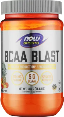 БАД Now Foods BCAA Blast Tropical Punch Powder, тропический пунш, порошок, 600 г