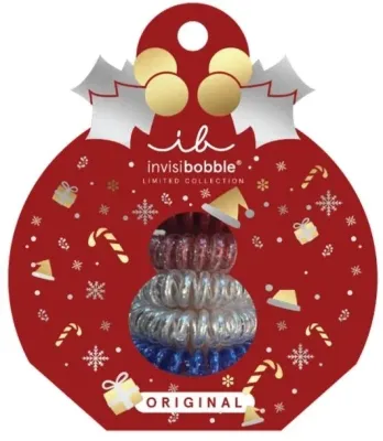 Набор заколок для волос Invisibobble Frosted Twirl с новогодними дизайнами 5 шт/ Инвизибабл