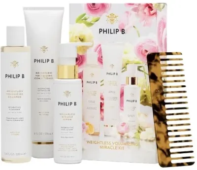 Набор для волос Philip B Weightless Volumizing шампунь кондиционер сыворотка и расческа для объема 220+178+120 мл