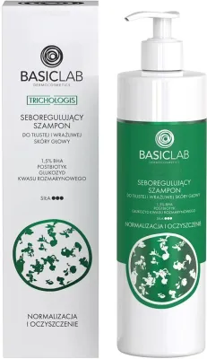 Шампунь для жирной и чувствительной кожи головы BasicLab Dermocosmetics Trichologis себорегулирующий