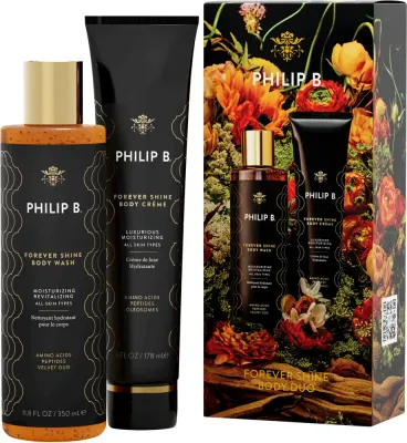 Набор для тела Philip B Forever Shine гель для душа и крем для тела с пептидом гороха 350+178 мл