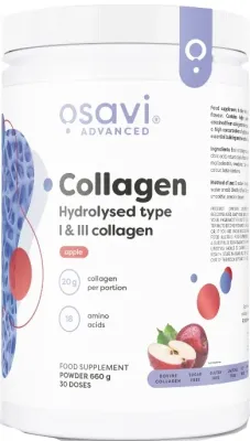 БАД гидролизованный коллаген типов I и III Osavi Collagen Hydrolysed со вкусом яблока, 660 г