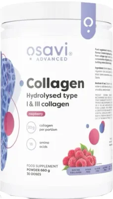 БАД гидролизованный коллаген типов I и III Osavi Collagen Hydrolysed со вкусом малины, 660 г