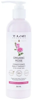 Кондиционер для волос T-Lab Professional Organics Organic Rose Conditioner с экстрактом розы, для ежедневного ухода, 250 мл
