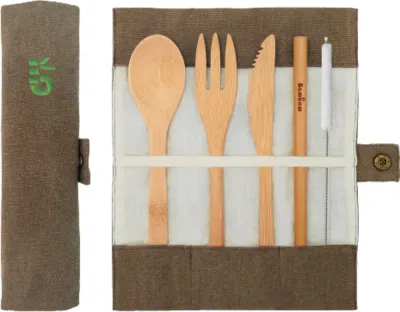Набор столовых приборов для пикника Bambaw Bamboo Cutlery Set бамбуковый, оливковый