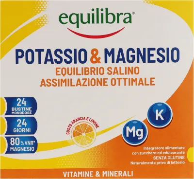 Пищевая добавка Equilibra Potassium Magnesium Калий и магний, в саше, апельсиново-лимонный вкус, 24 шт