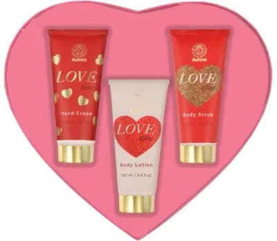 Набор Aurora Love Time крем для рук 100 мл бальзам для тела 60 мл и скраб для тела 100 мл